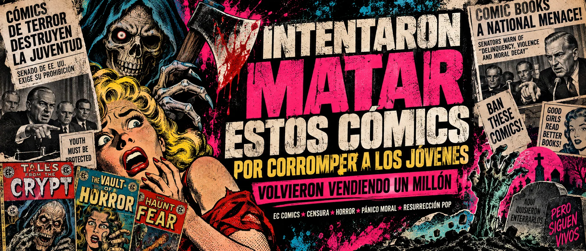 Portada de Intentaron matar estos cómics por corromper a los jóvenes. Volvieron vendiendo un millón