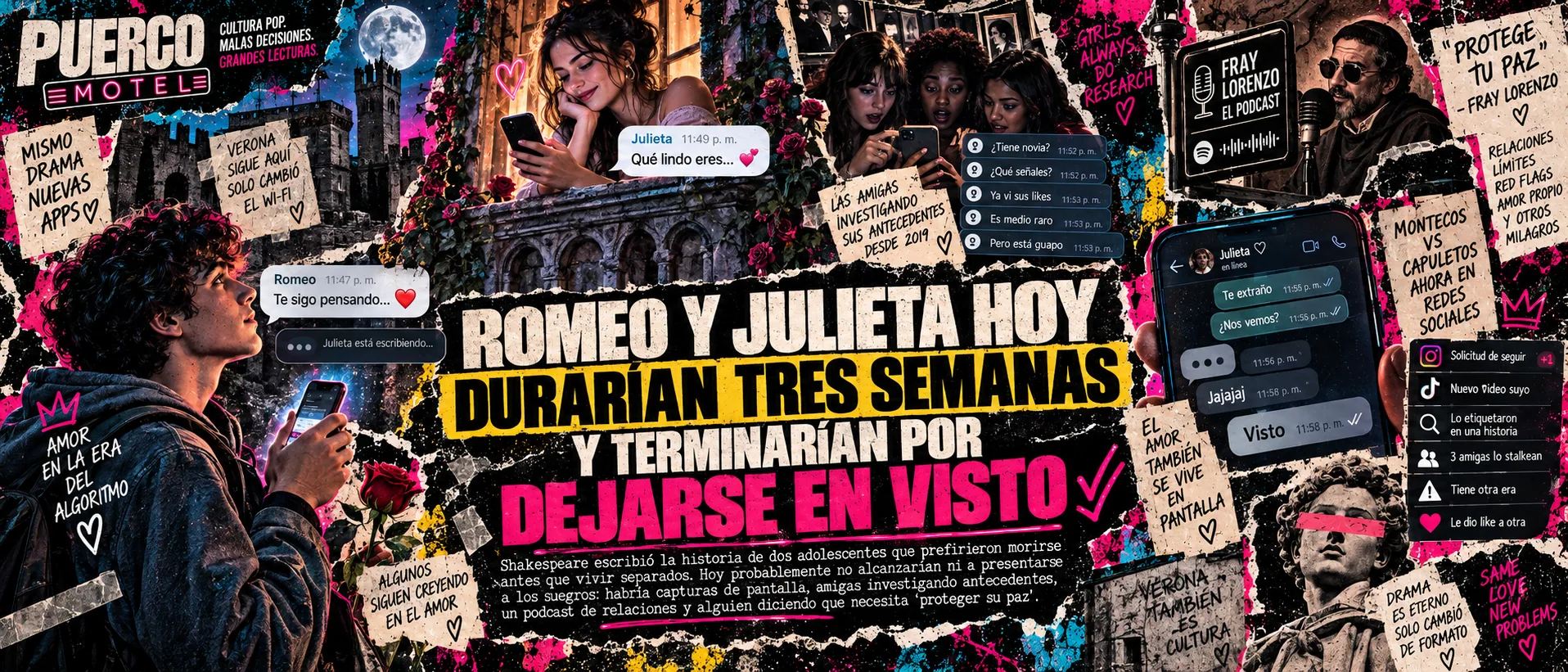 Portada de Romeo y Julieta hoy durarían tres semanas y terminarían por dejarse en visto