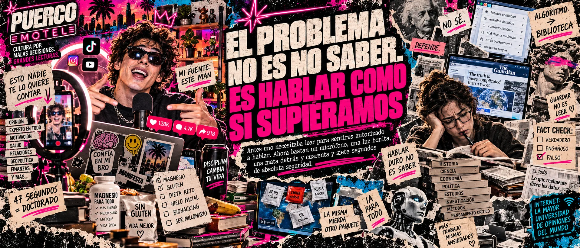 Portada de EL PROBLEMA NO ES NO SABER. ES HABLAR COMO SI SUPIÉRAMOS