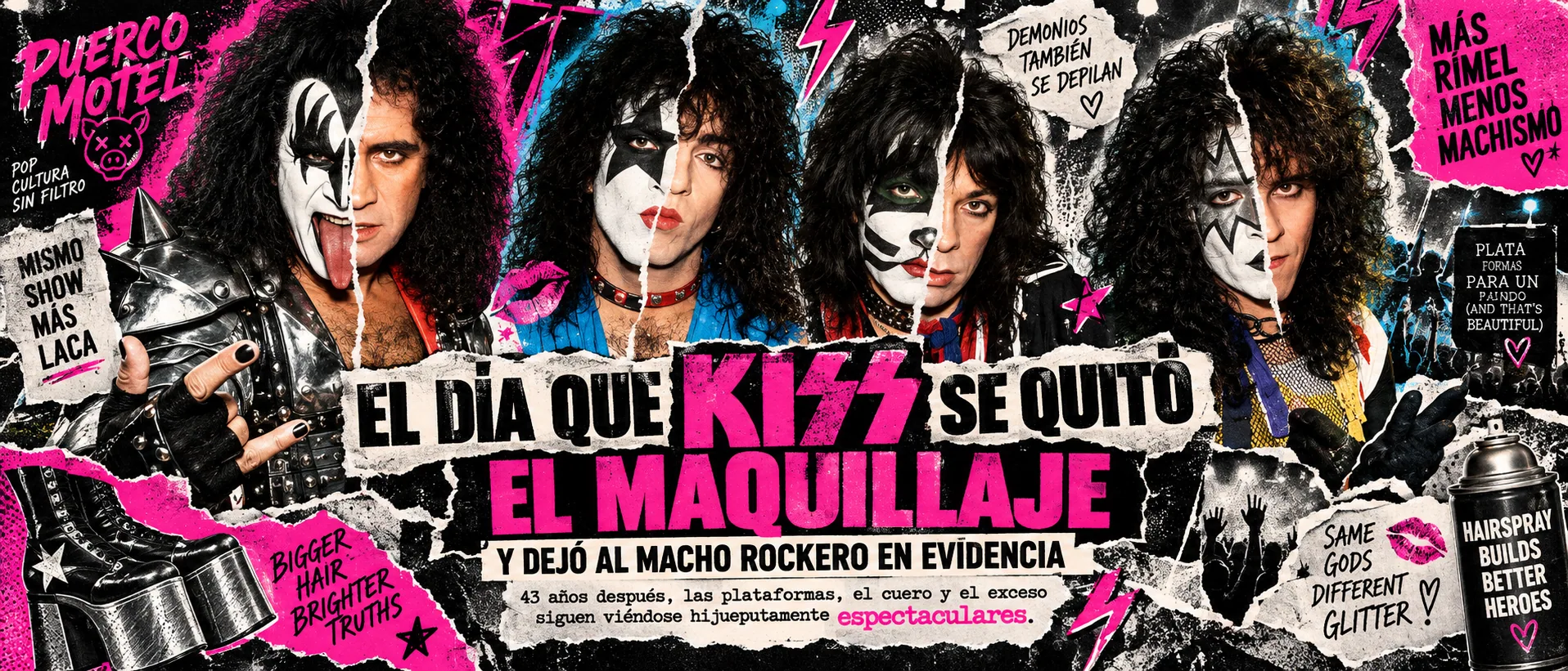 Portada de El día que Kiss se quitó el maquillaje y dejó al macho rockero en evidencia